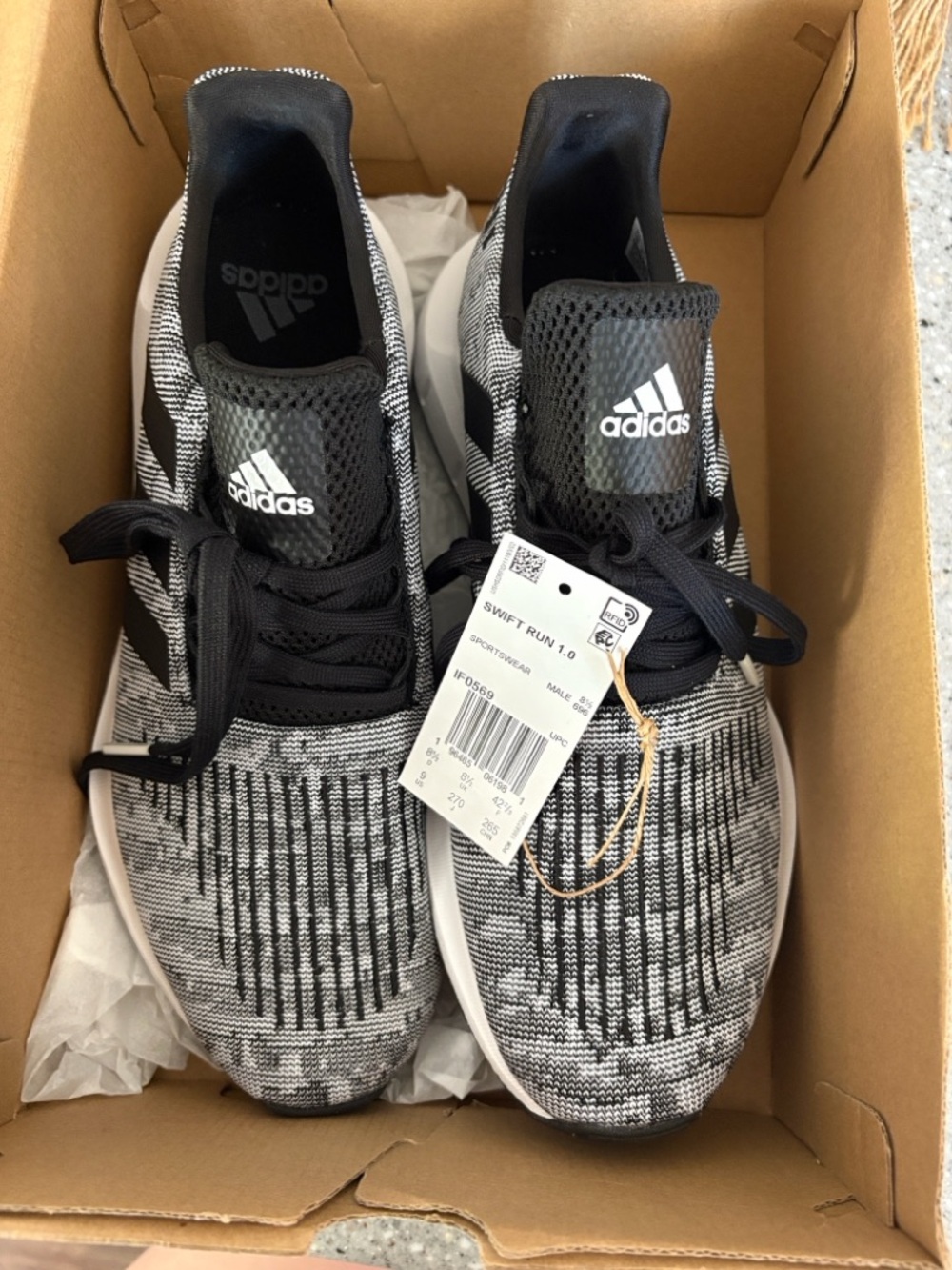 adidas Men’s Black and White Knit Athletic Sneakers